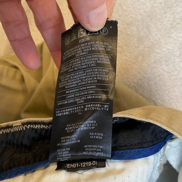 Volcom Mens Khaki Pants Size 31 Straight-Leg Cotton & Polyester Blend - Picture 15 of 16